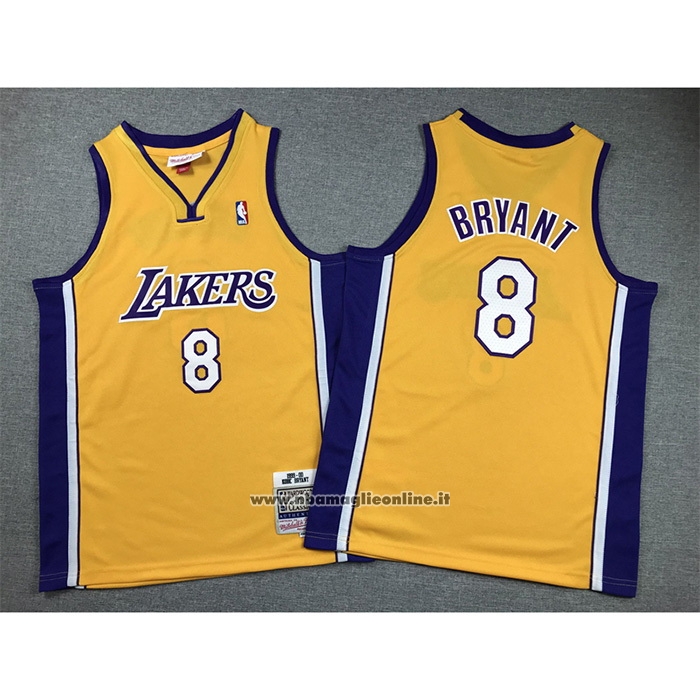 Maglia Bambino Los Angeles Lakers Kobe Bryant #8 Mitchell & Ness 1999-00 Giallo